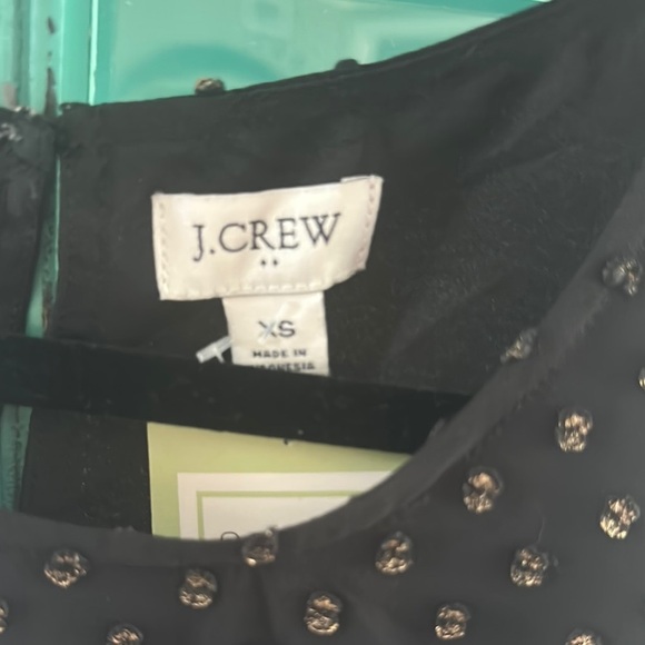 J Crew Black Sleeveless Blouse with Gold Dots - Picture 3 of 7